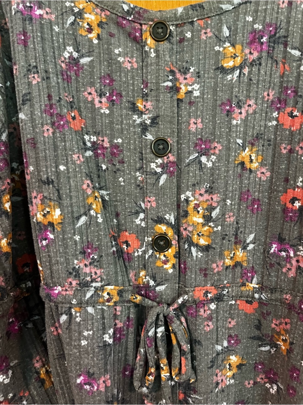 Maurices Gray Floral Ribbed Camisole with Tie Waist - Picture 6 of 9
